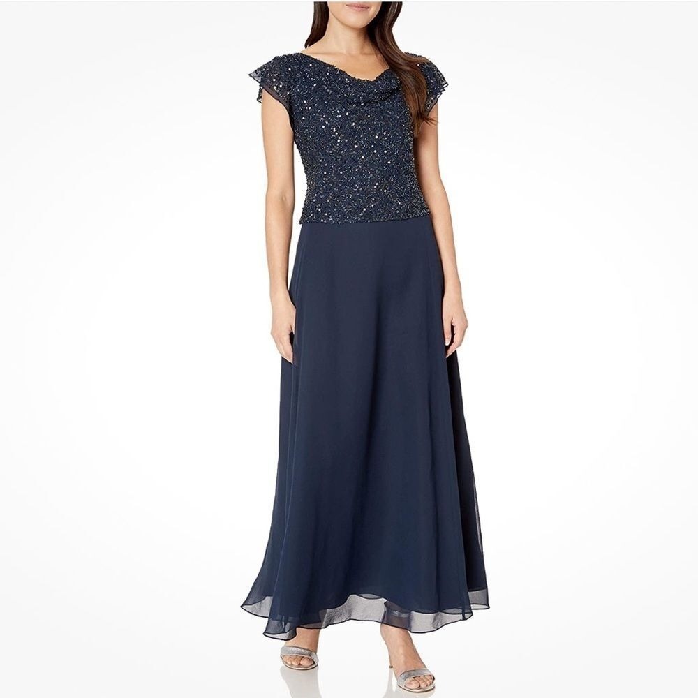 J‎ Kara blue Beaded cocktail Dress size 10